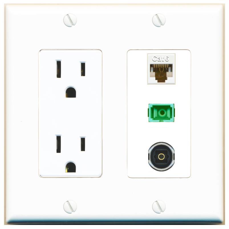 1 CAT6 1 SC-APC-SX 1 TOSLINK Wall Plate [White]