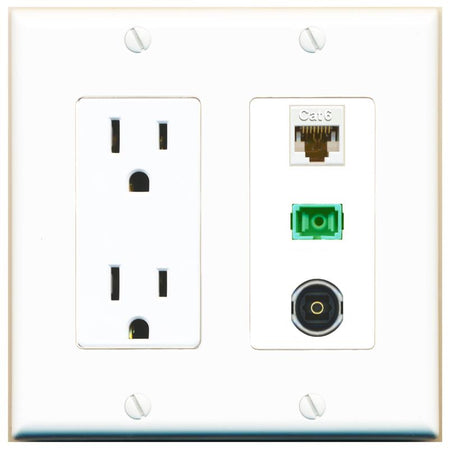 1 CAT6 1 SC-APC-SX 1 TOSLINK Wall Plate [White]