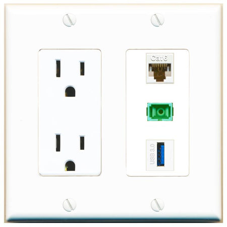 1 CAT6 1 SC-APC-SX 1 USB-3 Wall Plate [White]