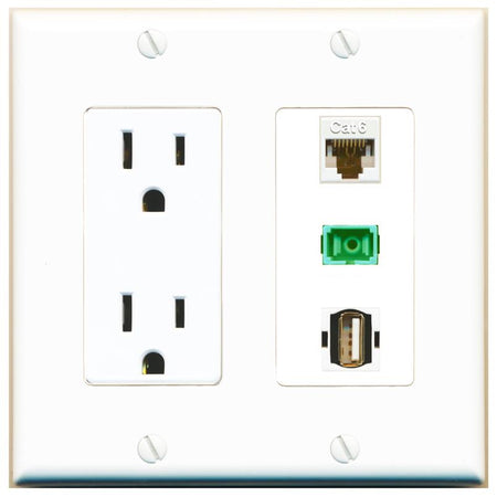 1 CAT6 1 SC-APC-SX 1 USB2 Wall Plate [White]