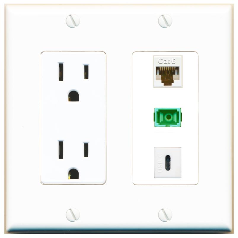 1 CAT6 1 SC-APC-SX 1 USBC Wall Plate [White]