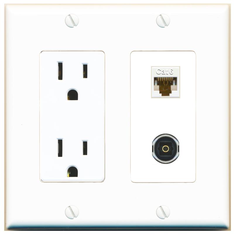CAT6 TOSLINK Wall Plate [White]