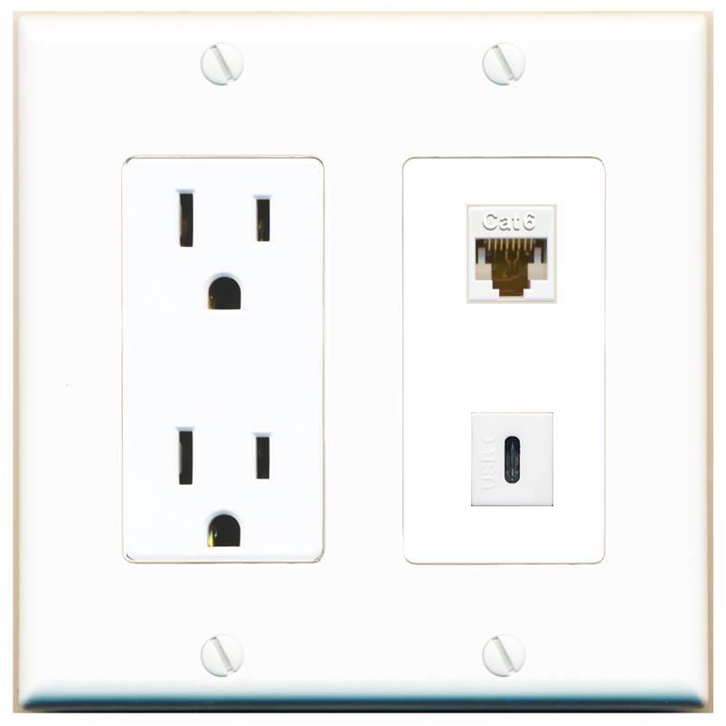 CAT6 USBC Wall Plate [White]