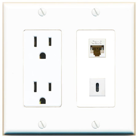 CAT6 USBC Wall Plate [White]
