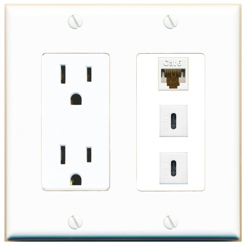 1 CAT6 2 USBC Wall Plate [White]