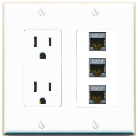 3 CAT7 Wall Plate [White]