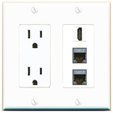 2 CAT7 1 HDMI Wall Plate [White]