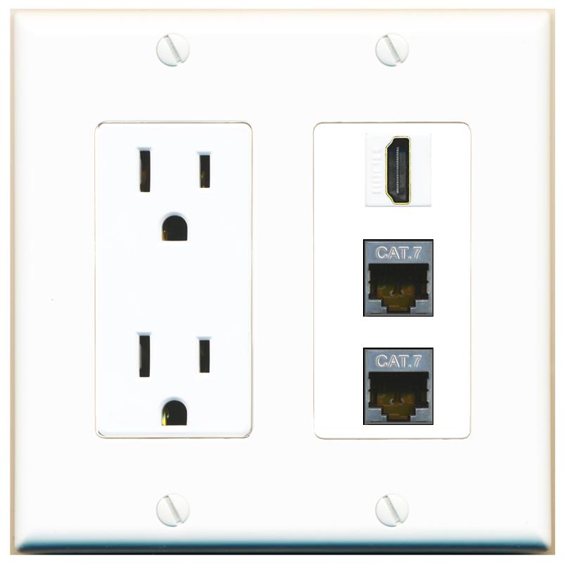 2 CAT7 1 HDMI Wall Plate [White]