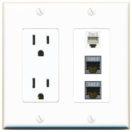 2 CAT7 1 PHONE Wall Plate [White]