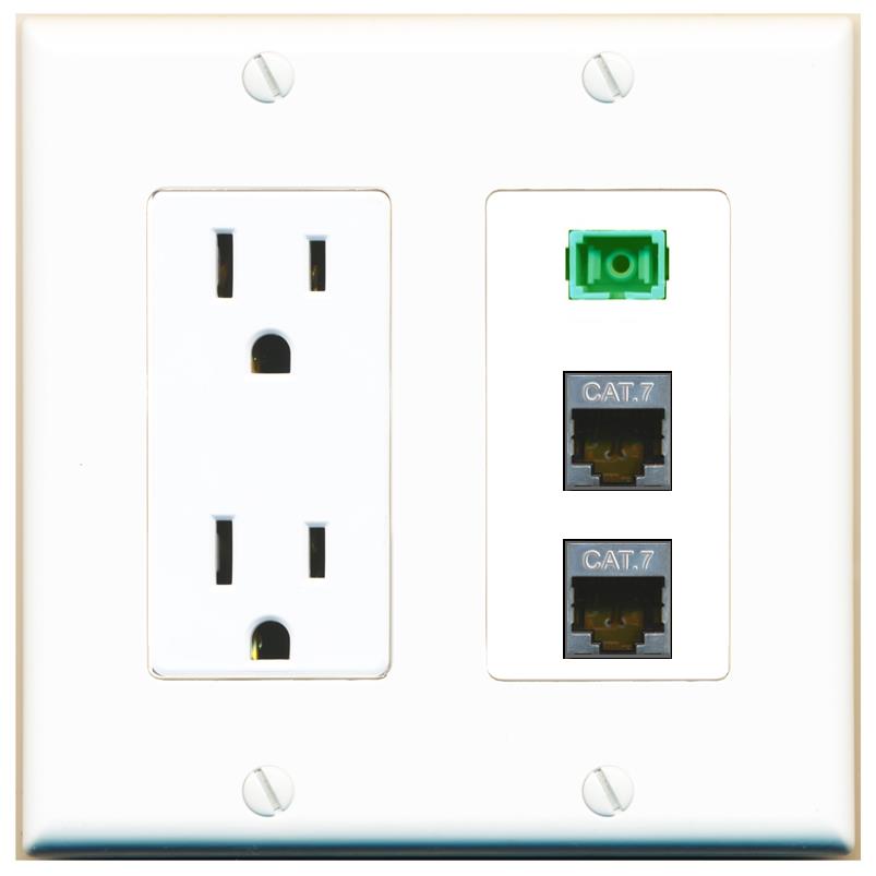 2 CAT7 1 SC-APC-SX Wall Plate [White]