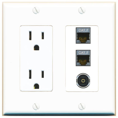 2 CAT7 1 TOSLINK Wall Plate [White]