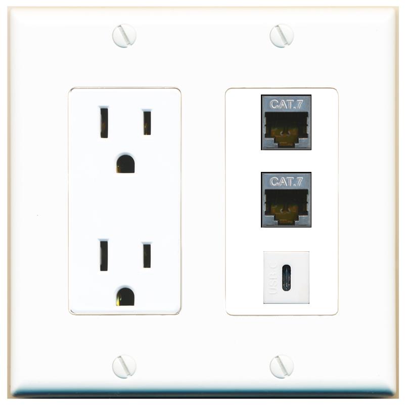 2 CAT7 1 USBC Wall Plate [White]