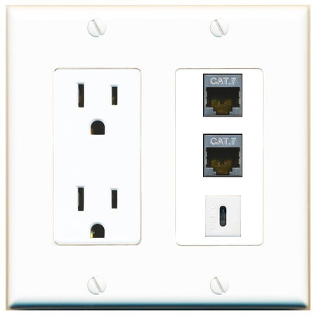 2 CAT7 1 USBC Wall Plate [White]