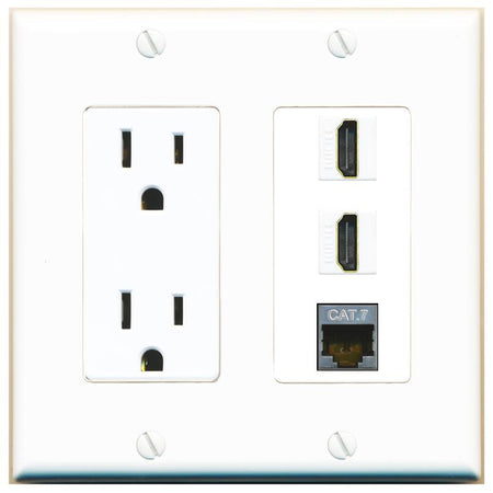 1 CAT7 2 HDMI Wall Plate [White]