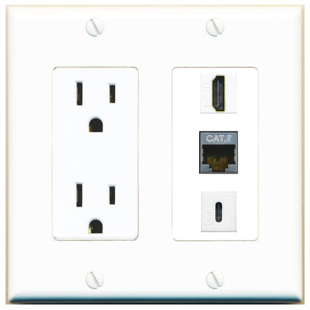 1 CAT7 1 HDMI 1 USBC Wall Plate [White]