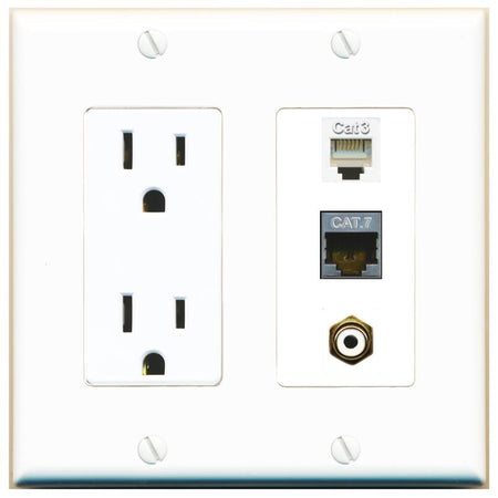 1 CAT7 1 PHONE 1 RCA-WHITE Wall Plate [White]