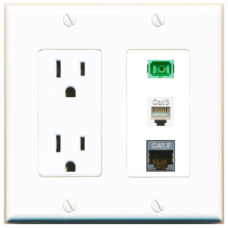 1 CAT7 1 PHONE 1 SC-APC-SX Wall Plate [White]