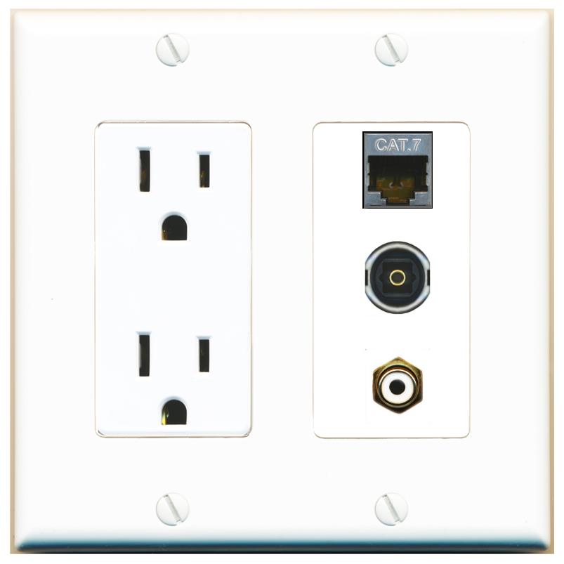 1 CAT7 1 RCA-WHITE 1 TOSLINK Wall Plate [White]