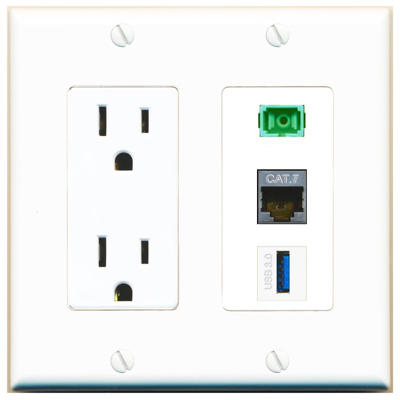 1 CAT7 1 SC-APC-SX 1 USB-3 Wall Plate [White]