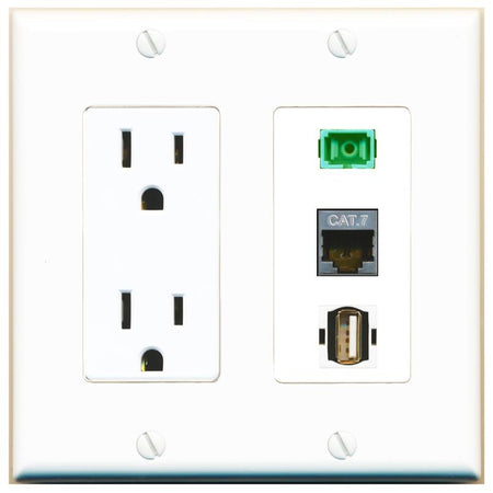 1 CAT7 1 SC-APC-SX 1 USB2 Wall Plate [White]