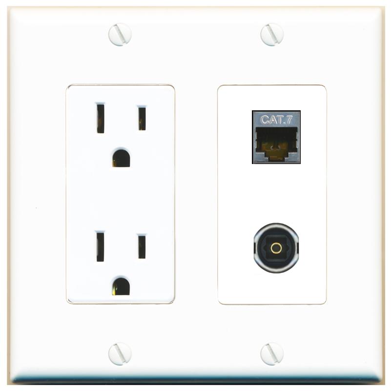 CAT7 TOSLINK Wall Plate [White]