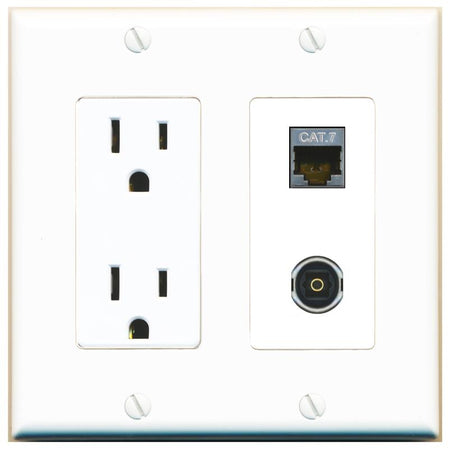 CAT7 TOSLINK Wall Plate [White]