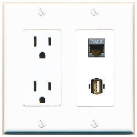 CAT7 USB2 Wall Plate [White]