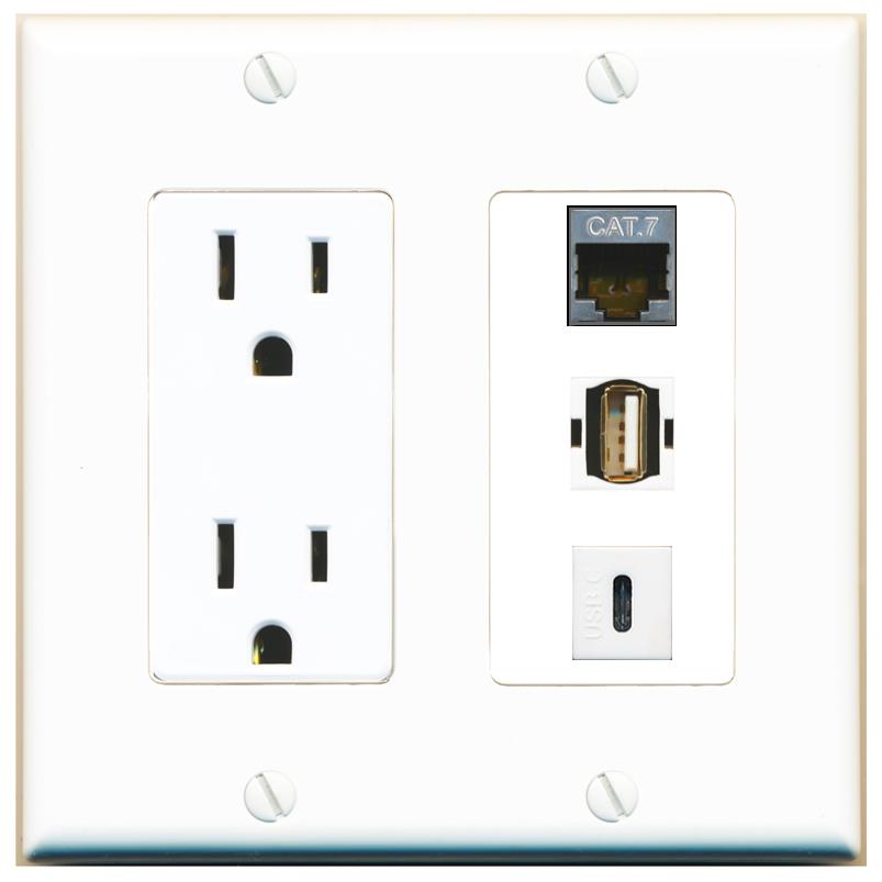 1 CAT7 1 USB2 1 USBC Wall Plate [White]