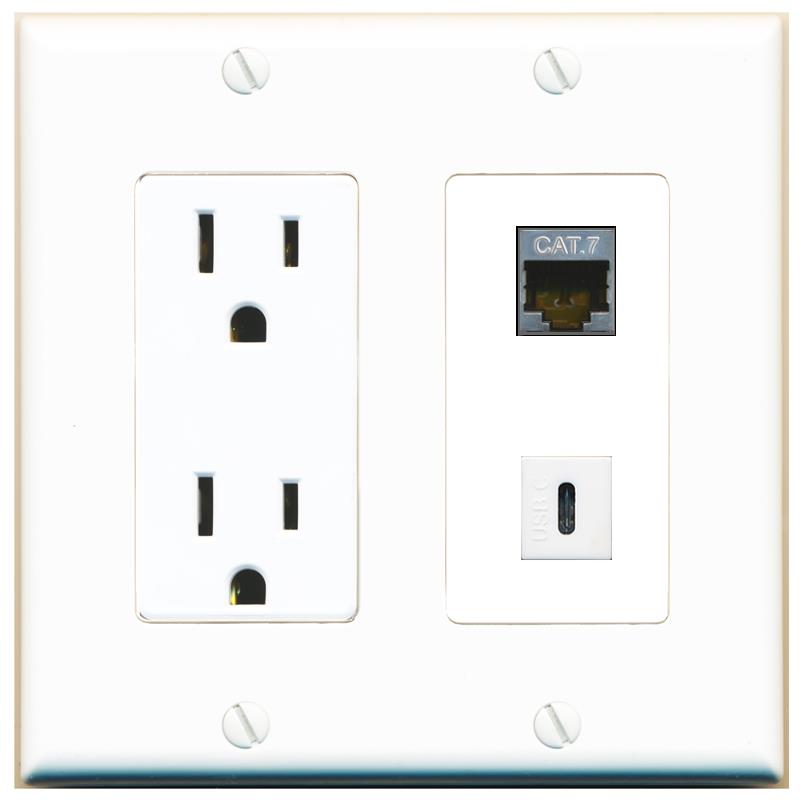 CAT7 USBC Wall Plate [White]