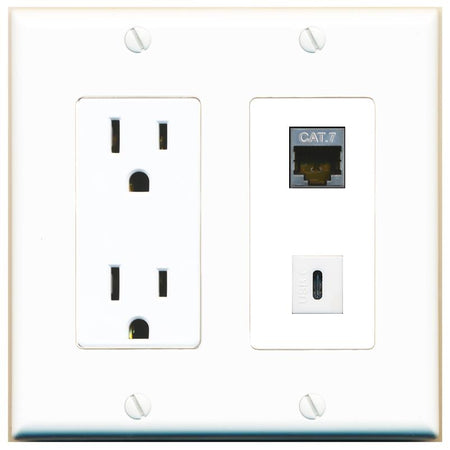 CAT7 USBC Wall Plate [White]