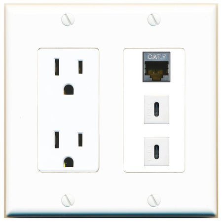 1 CAT7 2 USBC Wall Plate [White]