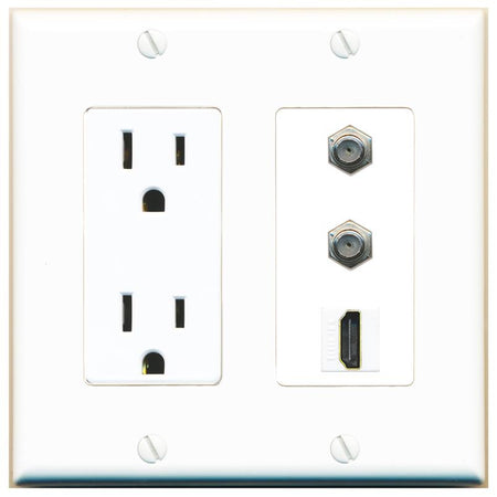2 COAX 1 HDMI Wall Plate [White]