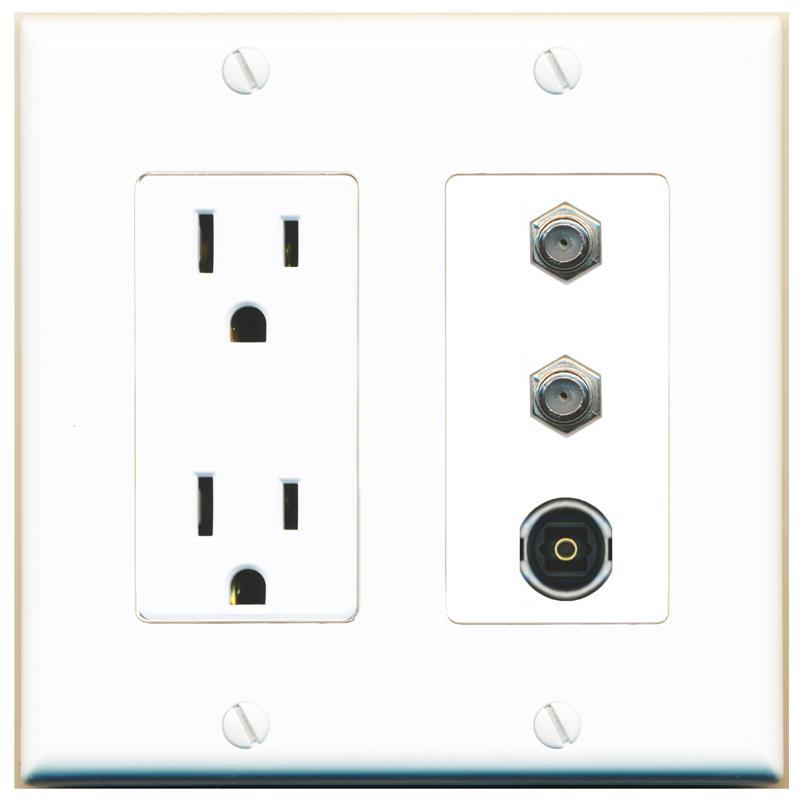 2 COAX 1 TOSLINK Wall Plate [White]