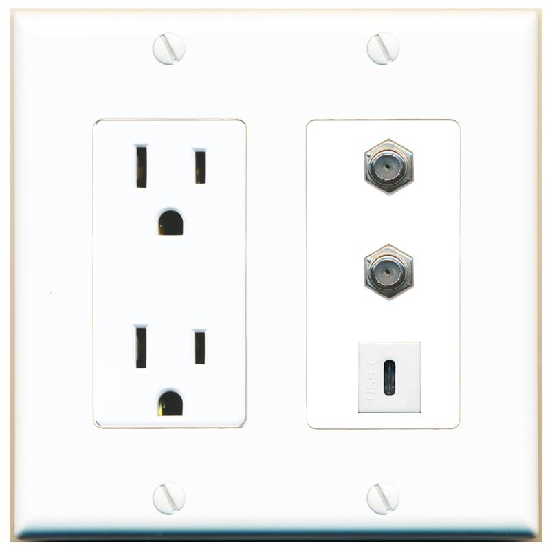 2 COAX 1 USBC Wall Plate [White]