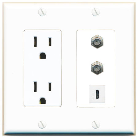 2 COAX 1 USBC Wall Plate [White]
