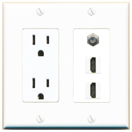 1 COAX 2 HDMI Wall Plate [White]