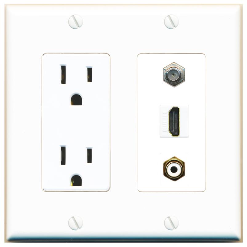 1 COAX 1 HDMI 1 RCA-WHITE Wall Plate [White]