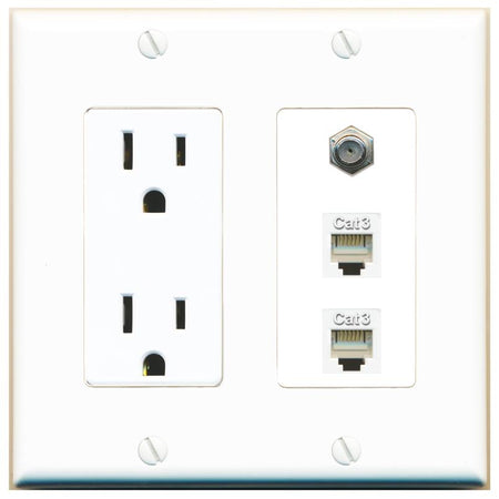 1 COAX 2 PHONE Wall Plate [White]