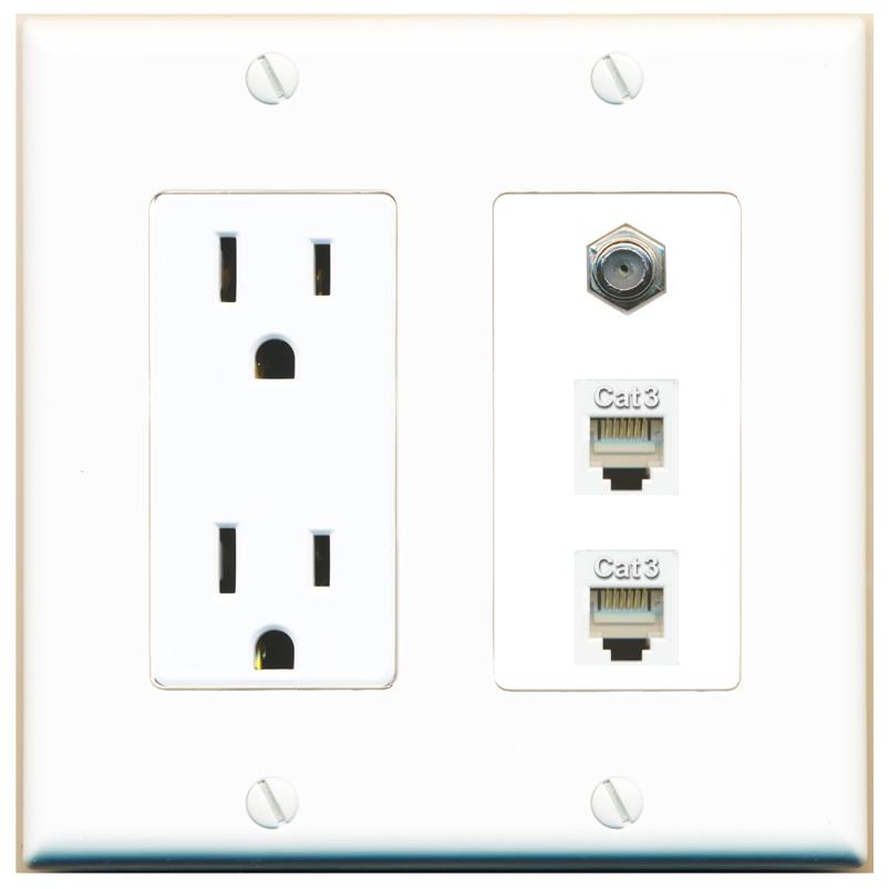 1 COAX 2 PHONE Wall Plate [White]