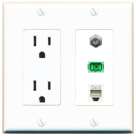 1 COAX 1 PHONE 1 SC-APC-SX Wall Plate [White]