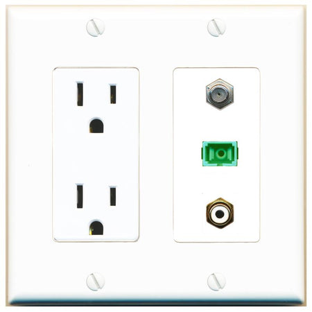 1 COAX 1 RCA-WHITE 1 SC-APC-SX Wall Plate [White]