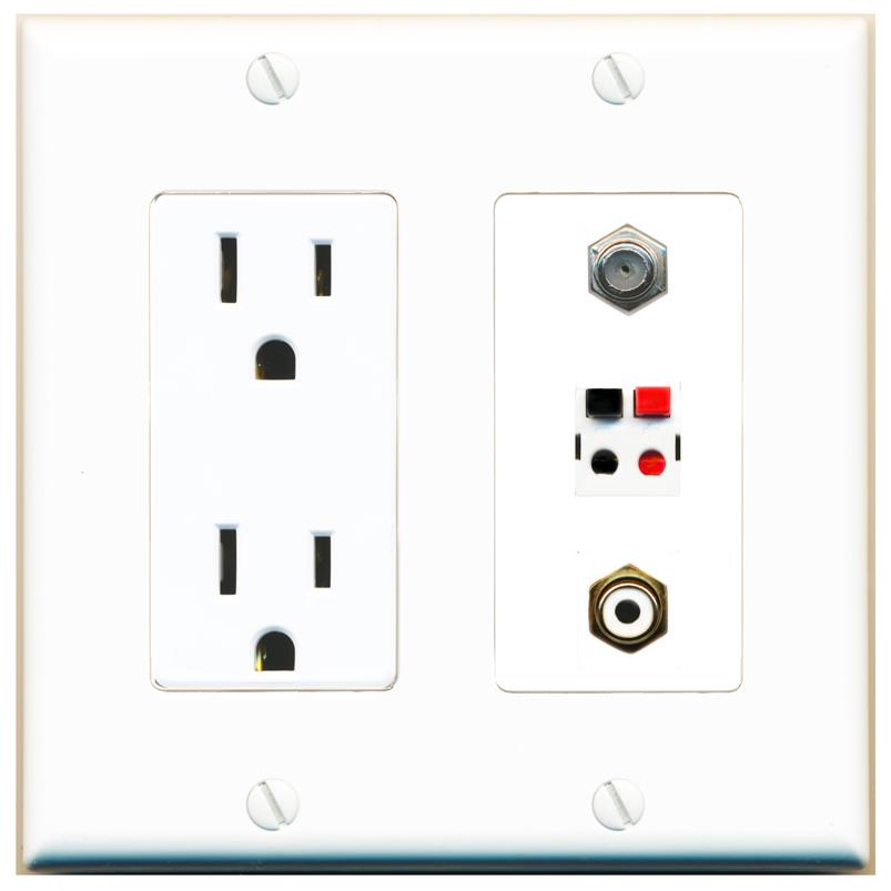 1 COAX 1 RCA-WHITE 1 SPEAKER Wall Plate [White]