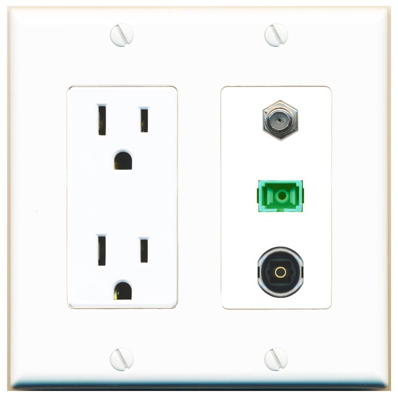 1 COAX 1 SC-APC-SX 1 TOSLINK Wall Plate [White]