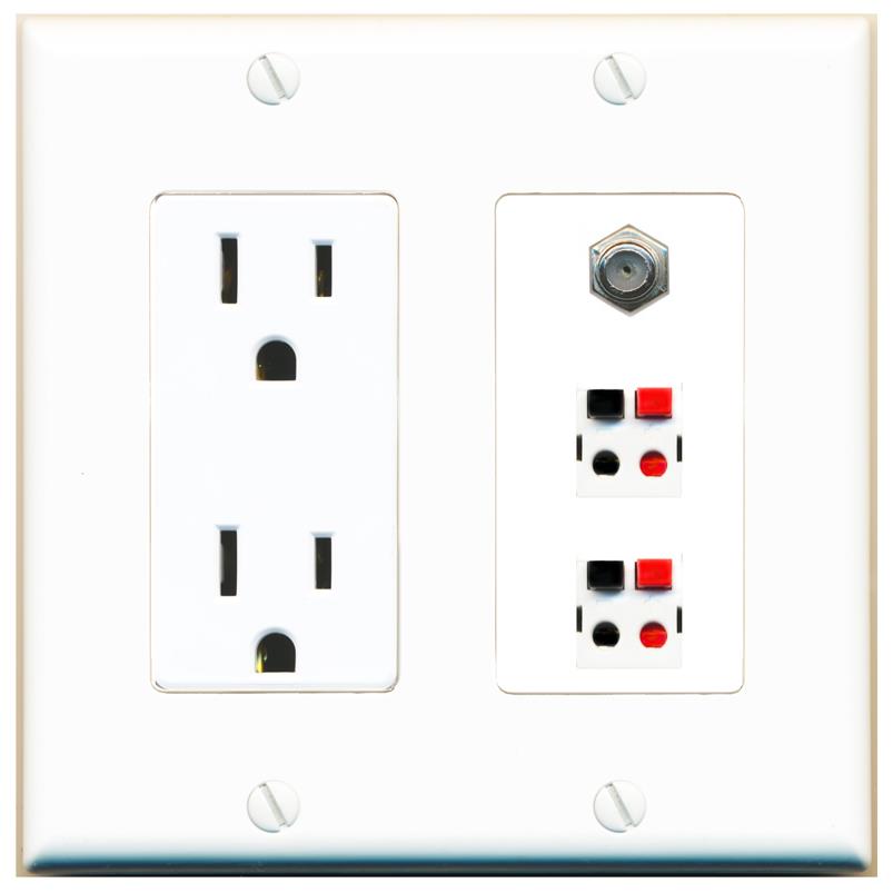 1 COAX 2 SPEAKER Wall Plate [White]