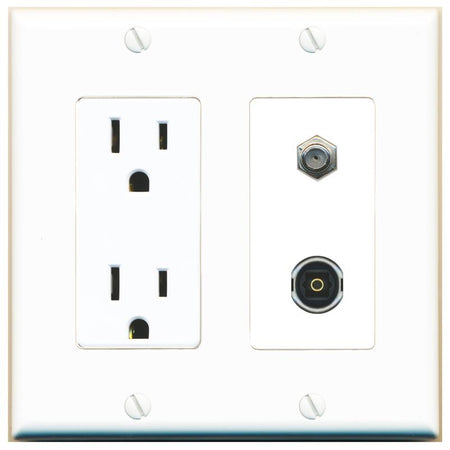 COAX TOSLINK Wall Plate [White]