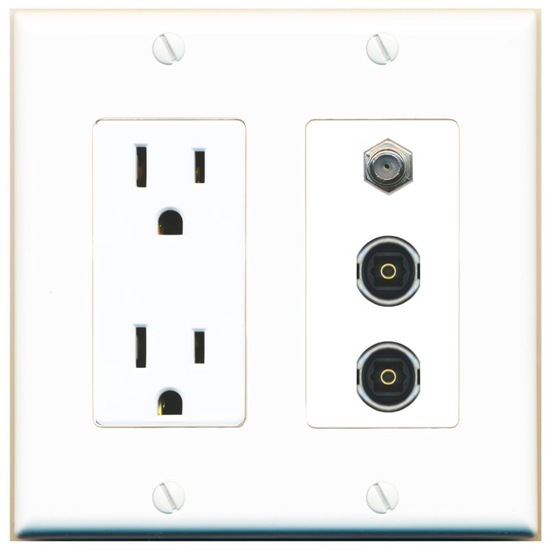 1 COAX 2 TOSLINK Wall Plate [White]