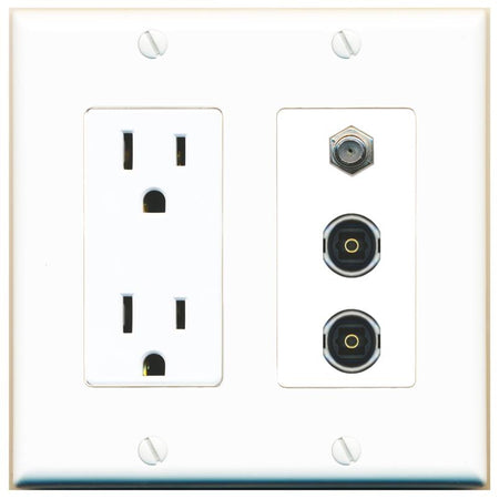 1 COAX 2 TOSLINK Wall Plate [White]