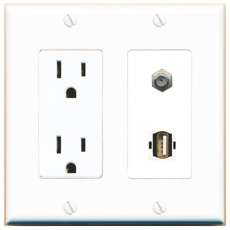COAX USB2 Wall Plate [White]