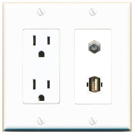 COAX USB2 Wall Plate [White]