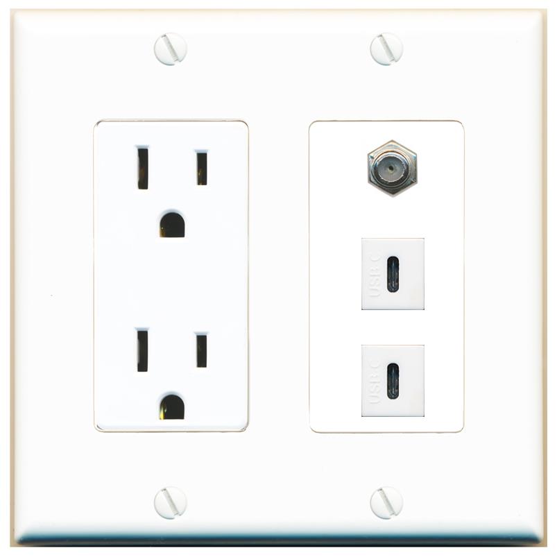 1 COAX 2 USBC Wall Plate [White]
